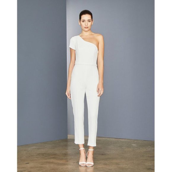 Amsale LW157 Crepe Tailored Silk Jumpsuit 10